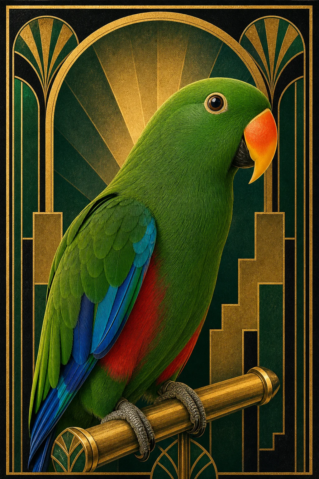 Art Deco Poster Parrot pet portrait example