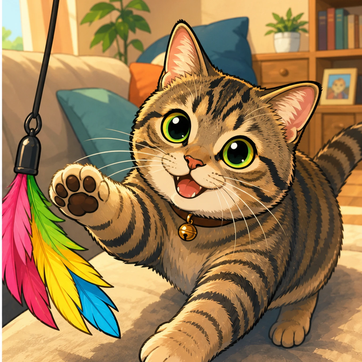 Cartoon / Anime Tabby cat pet portrait example