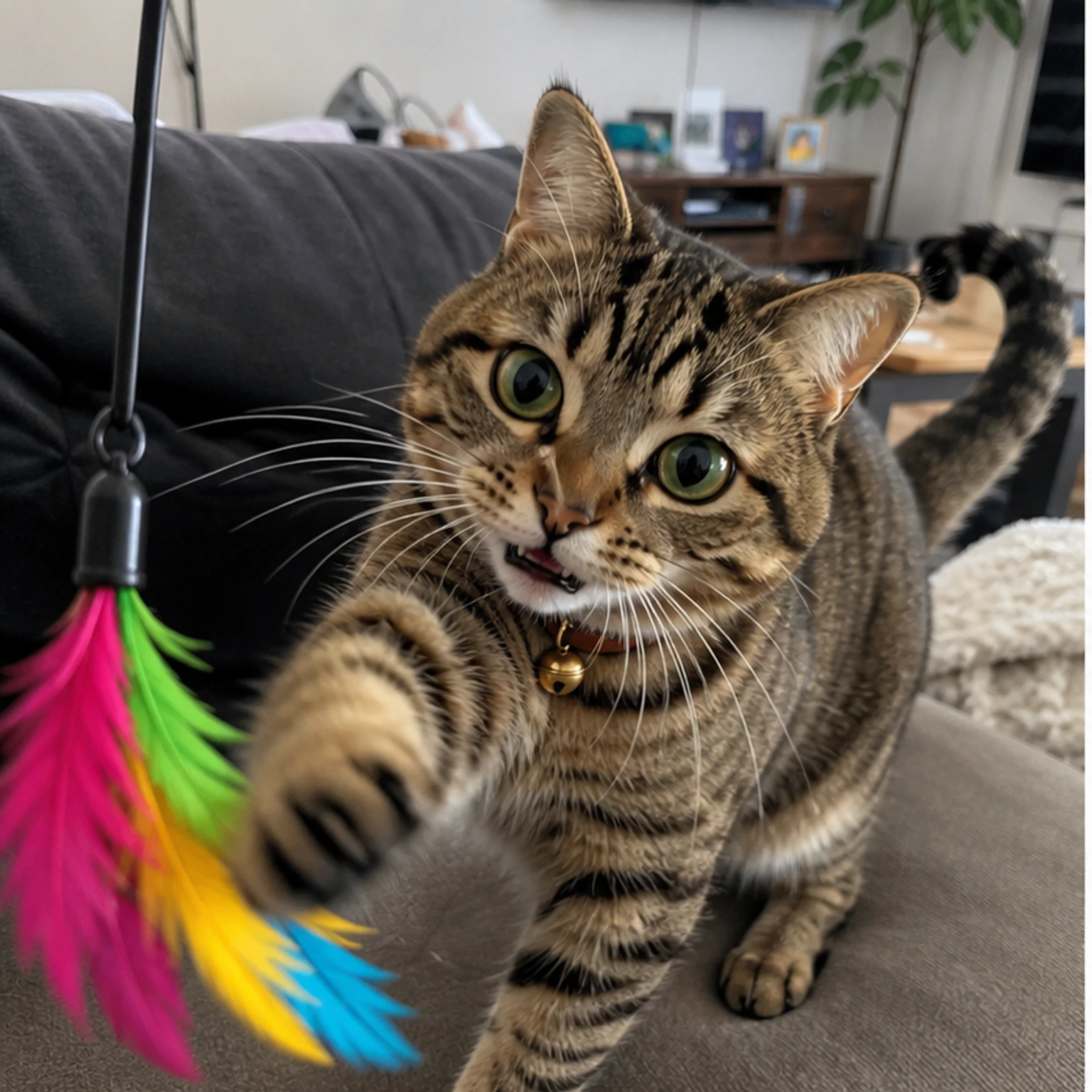 Natural iPhone-style photo of a Tabby cat before Cartoon / Anime conversion