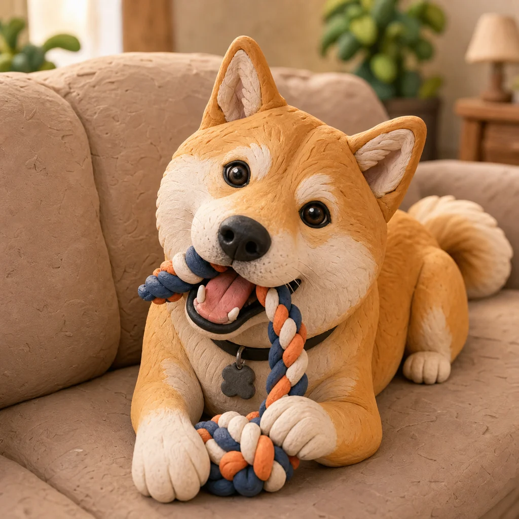 Clay Portrait Shiba inu pet portrait example