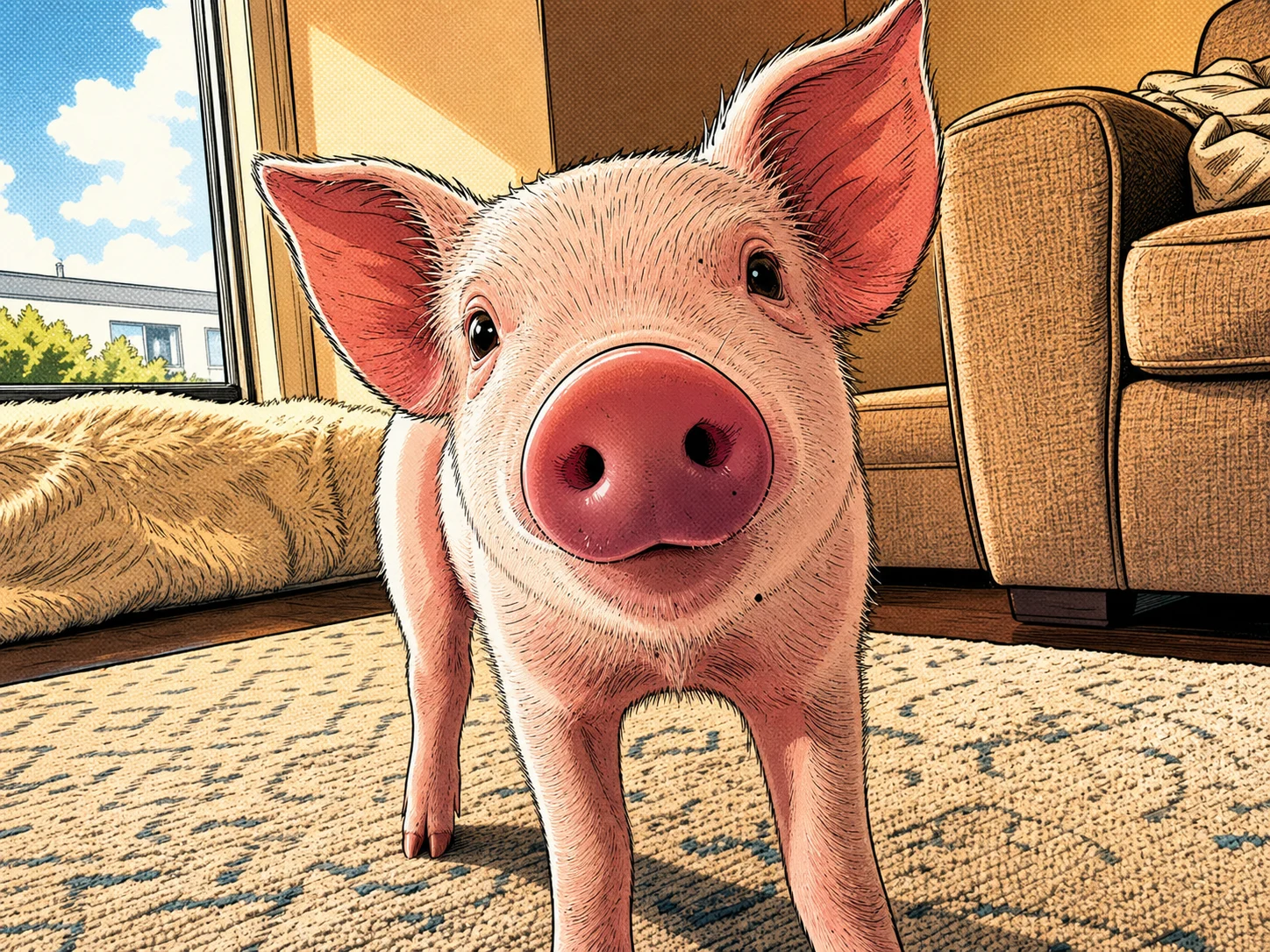 Comic Book Pig pet portrait example