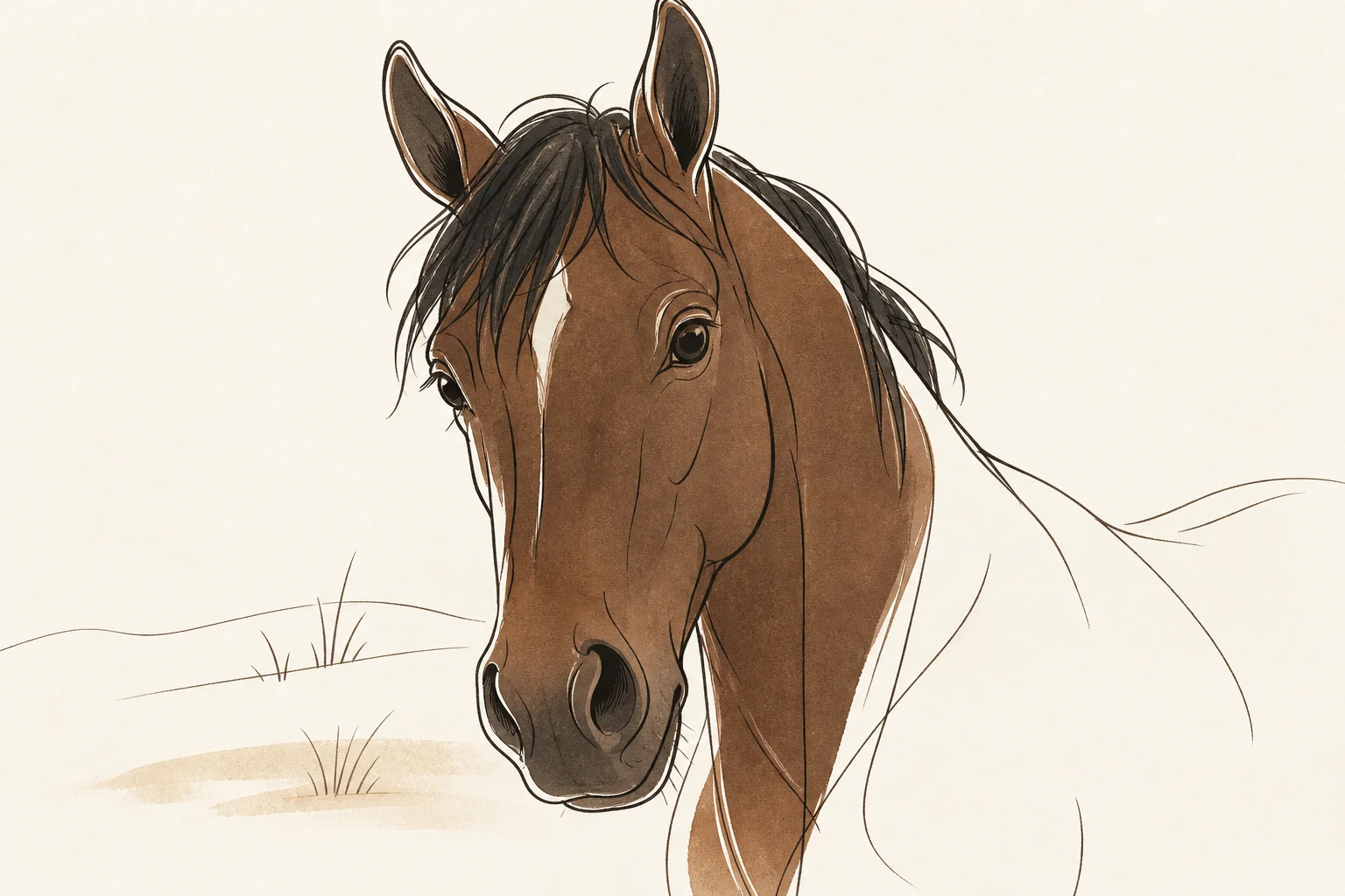 Minimal Line Art Horse pet portrait example