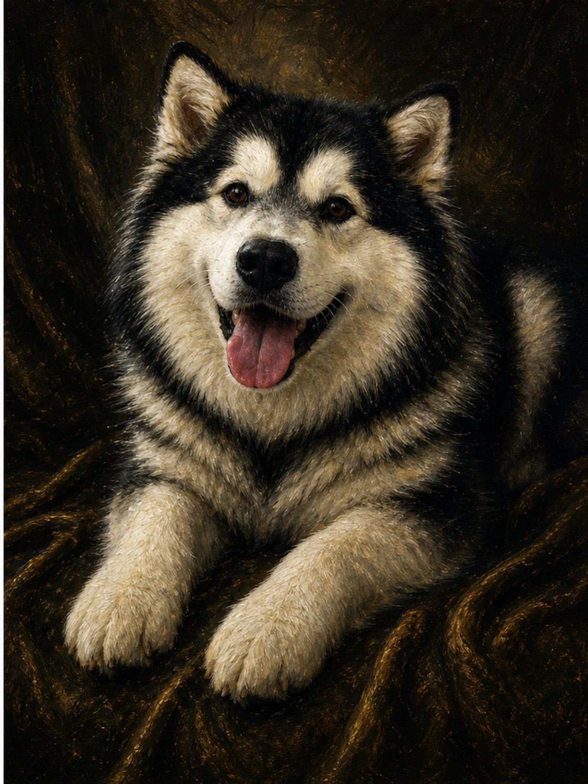 Oil Painting Husky pet portrait example