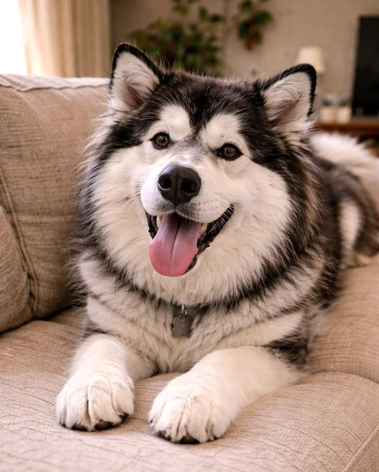 Natural iPhone-style photo of a Husky before Renaissance Fresco conversion