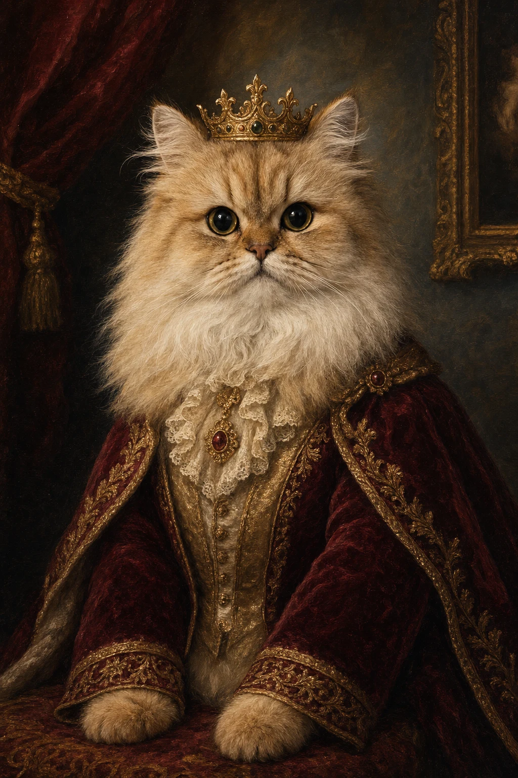 Royal Portrait Persian cat pet portrait example